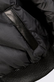 LEATHER CONTRAST PUFFER JACKET