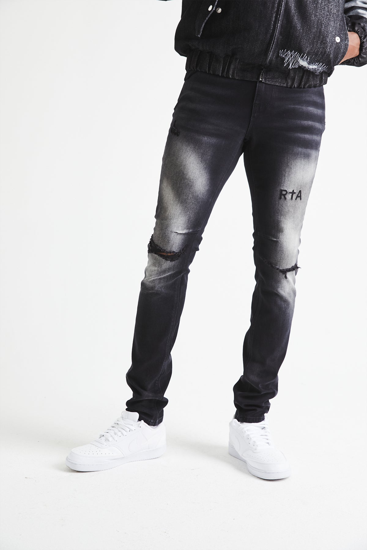 CLAYTON SKINNY JEAN | FADED BLACK DISTRESSED