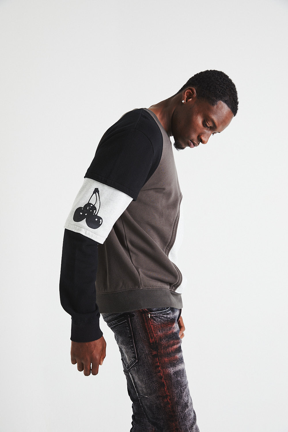 CHARLES SWEATSHIRT | BLACK WHITE GREY PATCHWORK