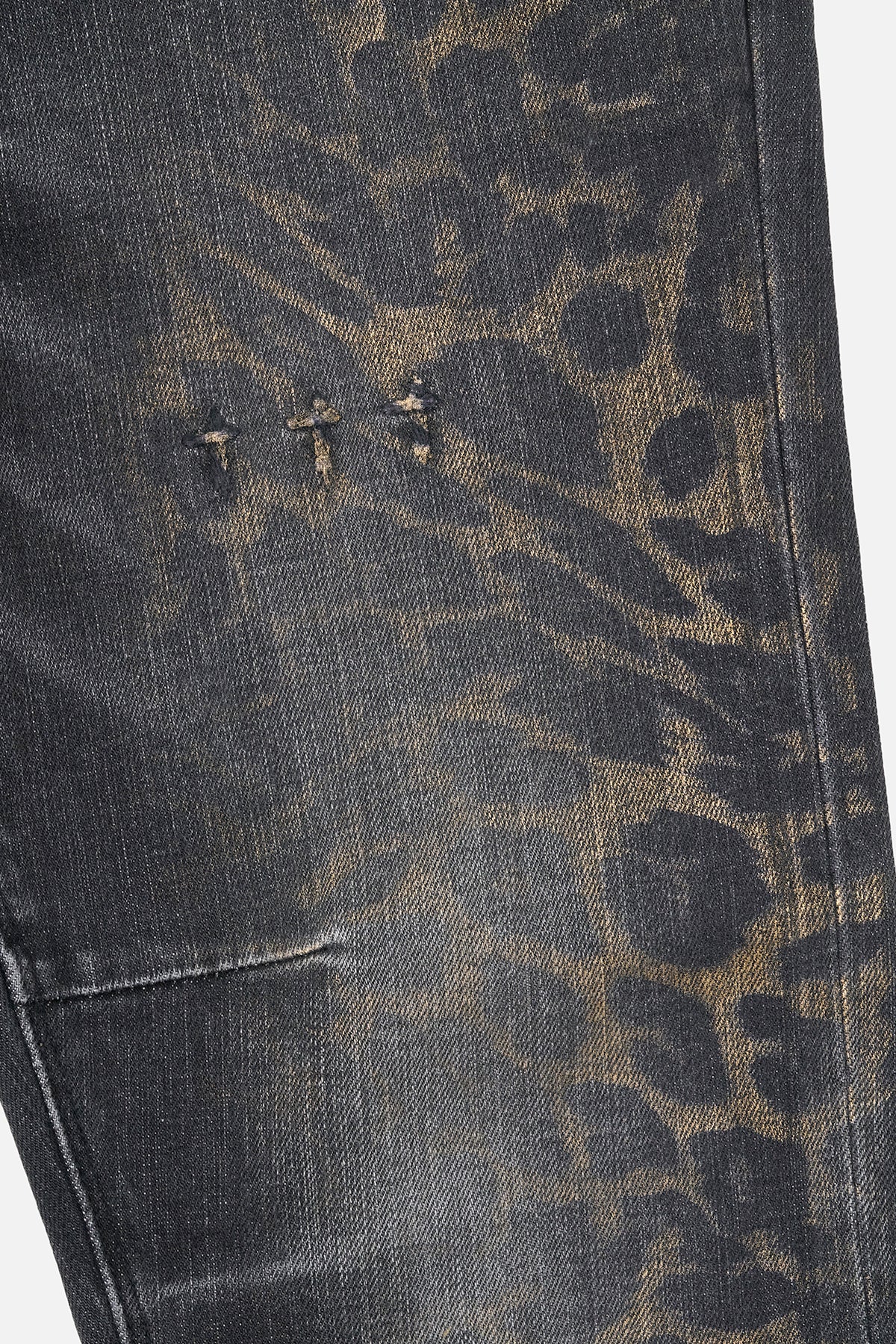Leopard Print Denim Cross Rivet Detail Close-Up - Fabric Texture | RTA