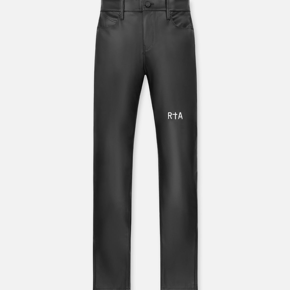 Black Faux Leather Bryant Skinny Pants - Front View | RTA