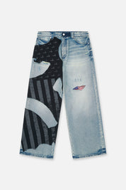 LIOR WIDE LEG JEANS | INDIGO FRAYED FLAG