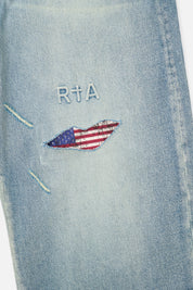 LIOR WIDE LEG JEANS | INDIGO FRAYED FLAG