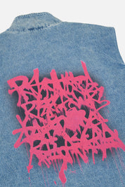 CESAR DENIM VEST | GRAFFITI BLUE