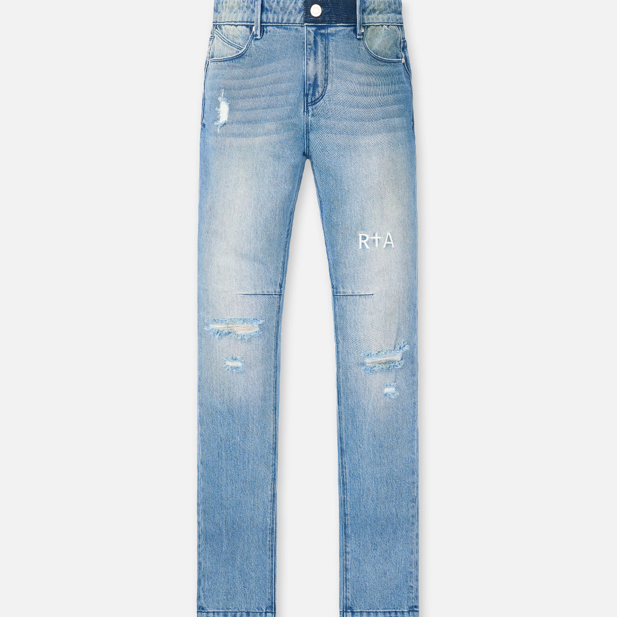 Blue Haze Denim Bryant Ripped Skinny Jean - Front View | RTA