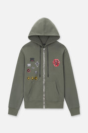 FLOYD ZIP UP HOODIE | OLIVE MILITARY PATCH