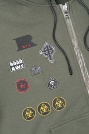 FLOYD ZIP UP HOODIE | OLIVE MILITARY PATCH