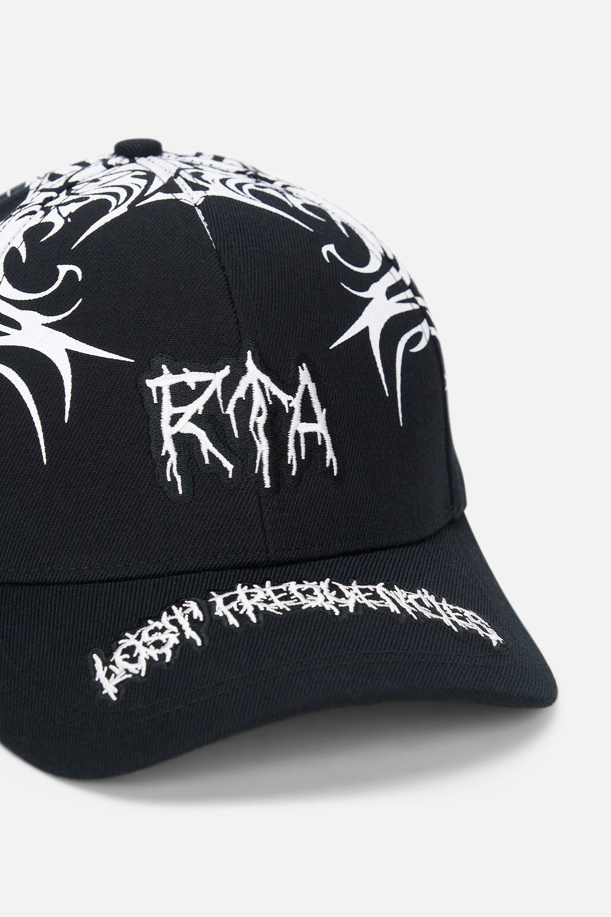 帽子 Rosen Kreuz PLANET LOGO DAMAGE CAP Men's Black Cyber Sigilism Cap | RTA