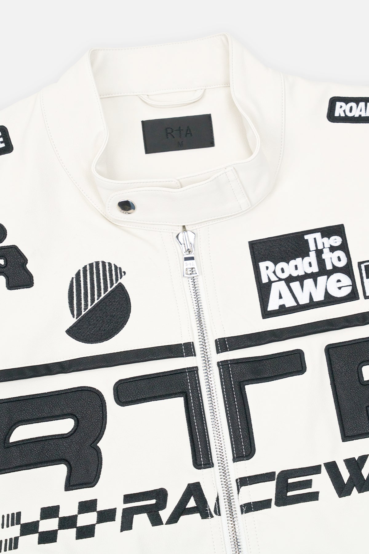 Men's White Faux Leather Moto Jacket | RTA