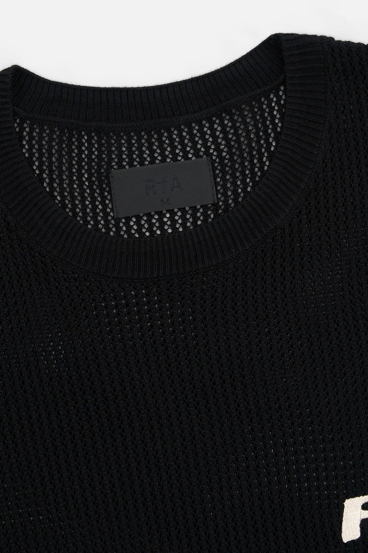 Men's Black Honeycomb Crochet Tee | RTA