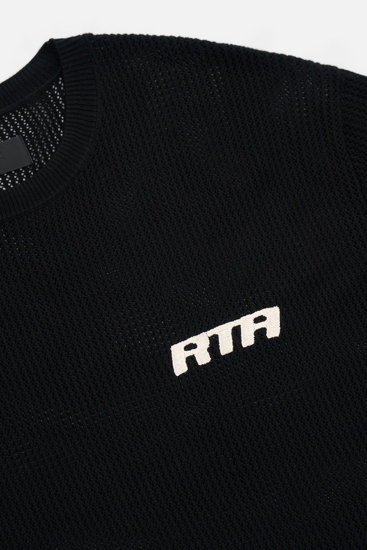 Men's Black Honeycomb Crochet Tee | RTA