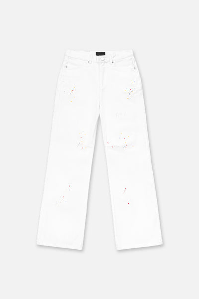 JAMIE WIDE LEG FLARE JEAN | WHITE TRI PAINT