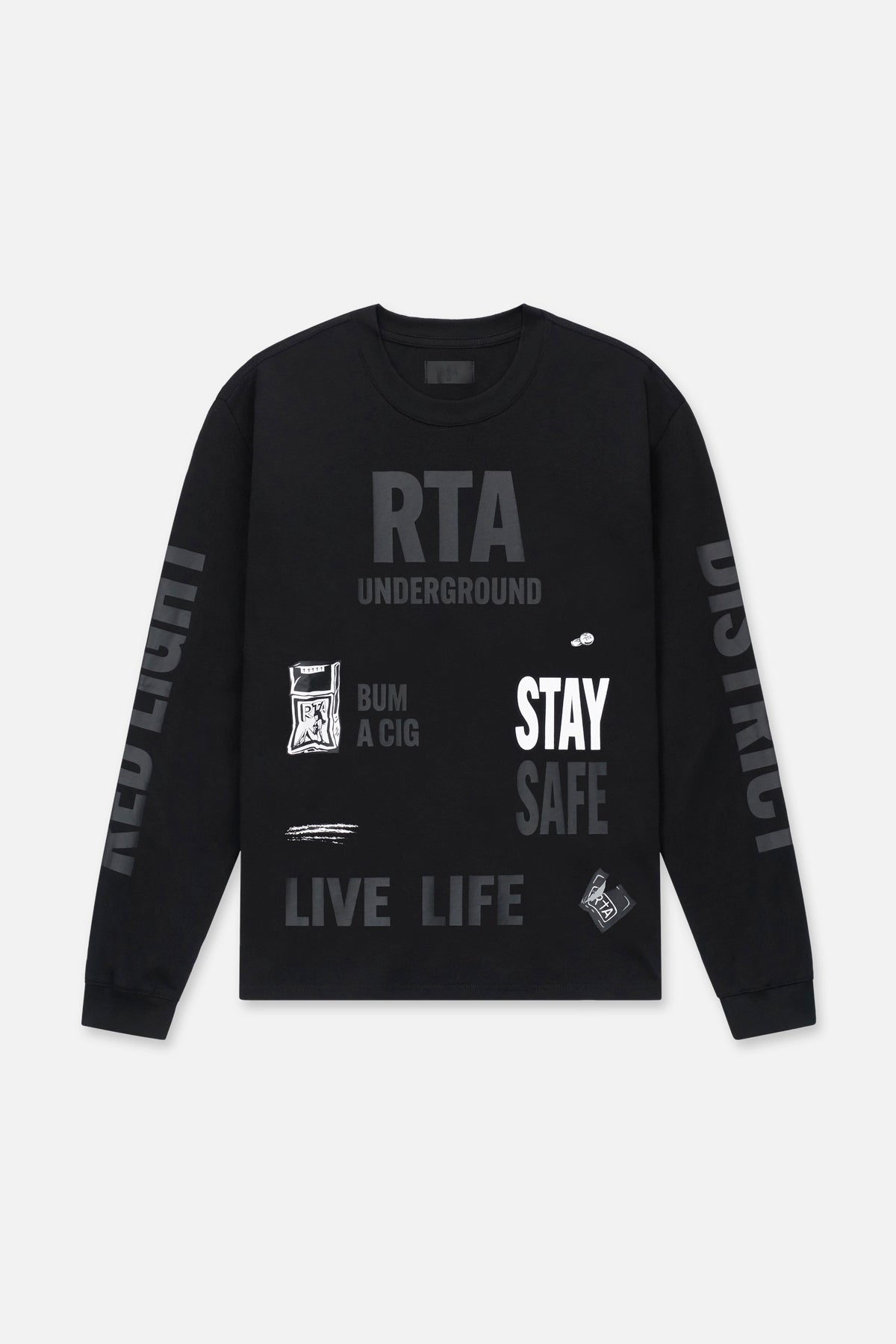 LAWRENCE LONG SLEEVE TEE | BLACK RTA UNDERGROUND