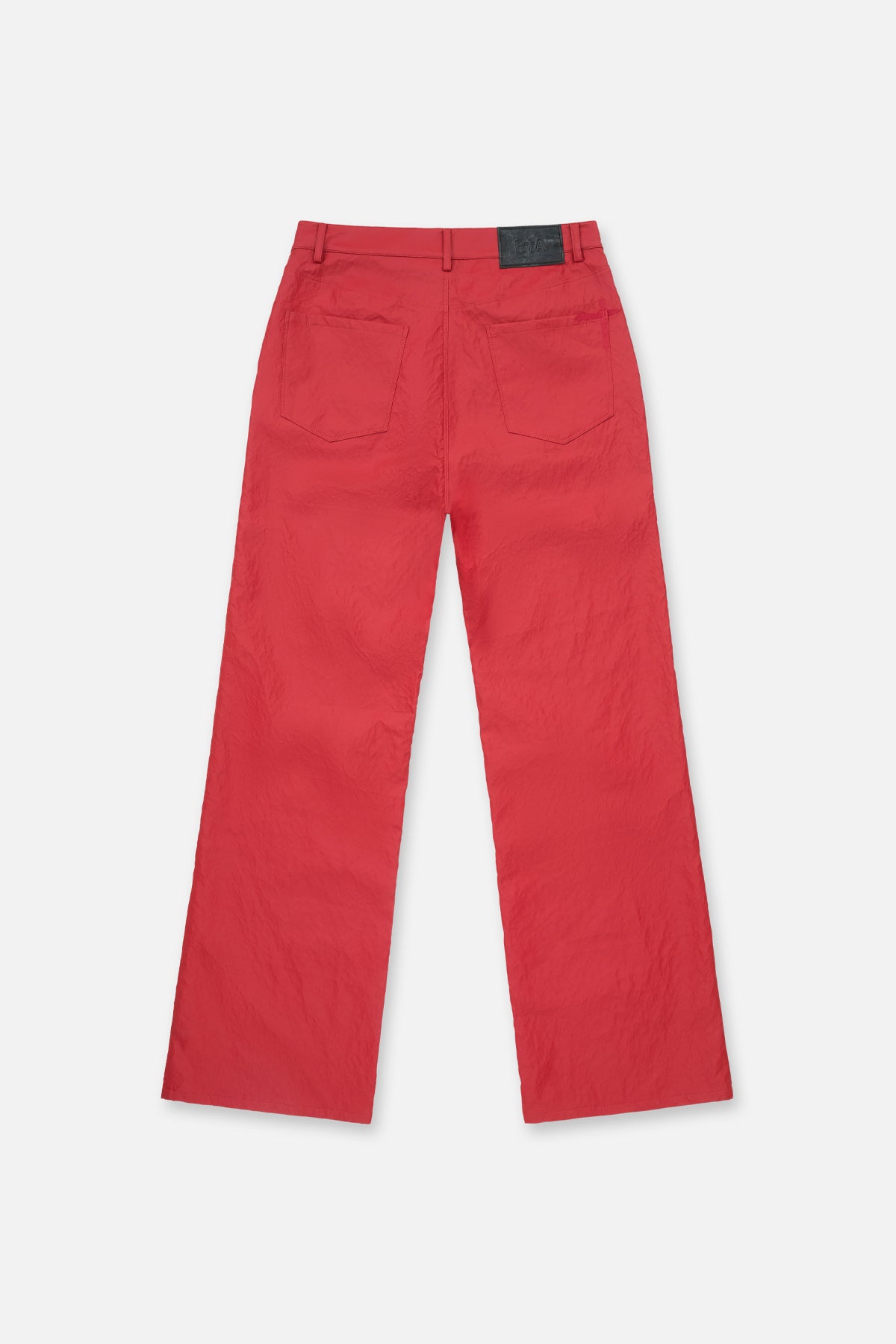 Men's Crimson Red Faux Leather Wide Leg Pant | RTA