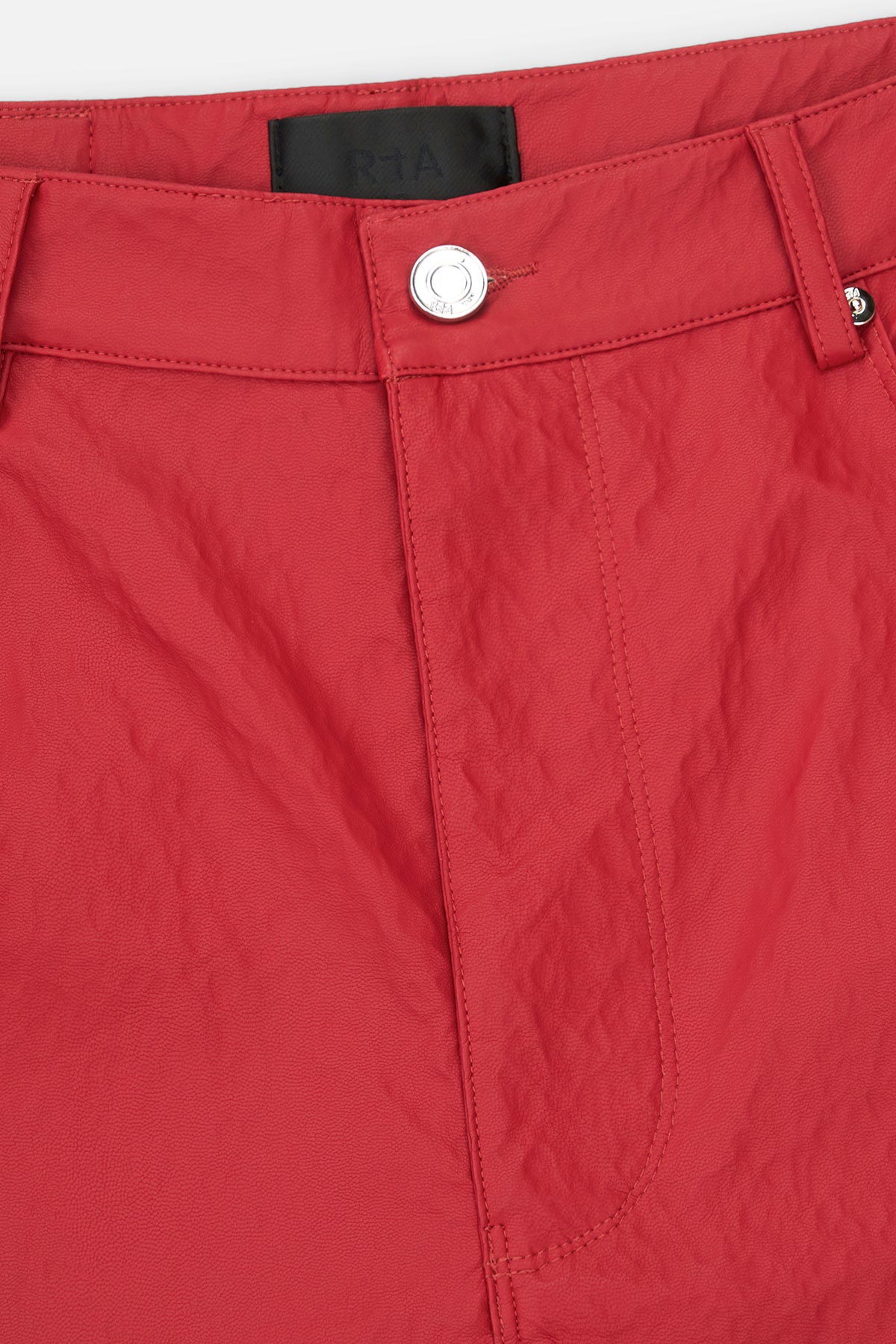 Men's Crimson Red Faux Leather Wide Leg Pant | RTA