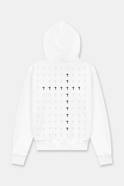 Men's White Black Cross Hoodie | RTA