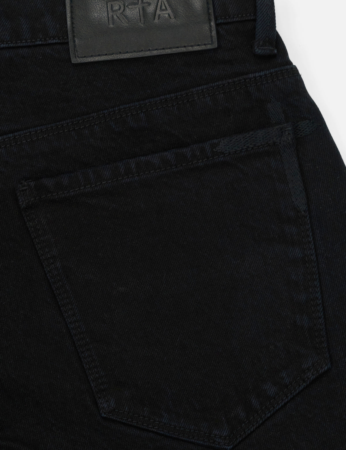 Black Denim Jeans - RTA Leather Label Detail Close-Up | RTA