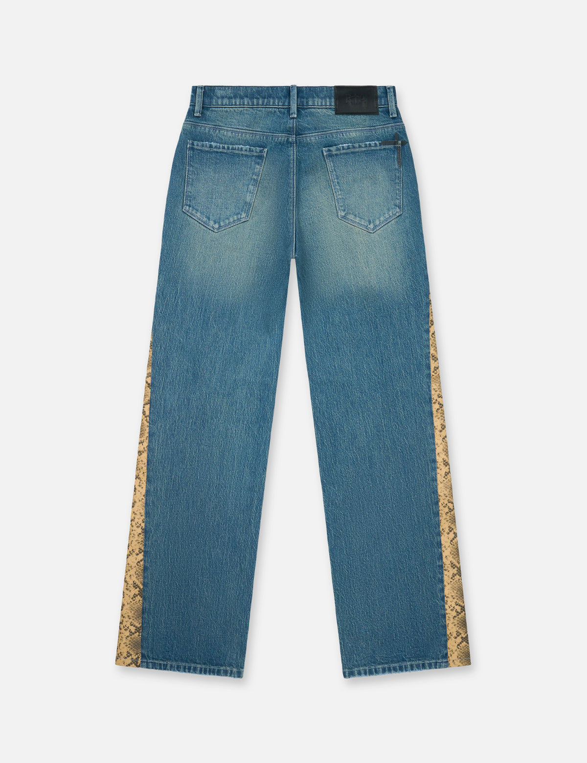 Blue Denim ZED Straight Leg Jeans with Snake Panels - Back View | RTA