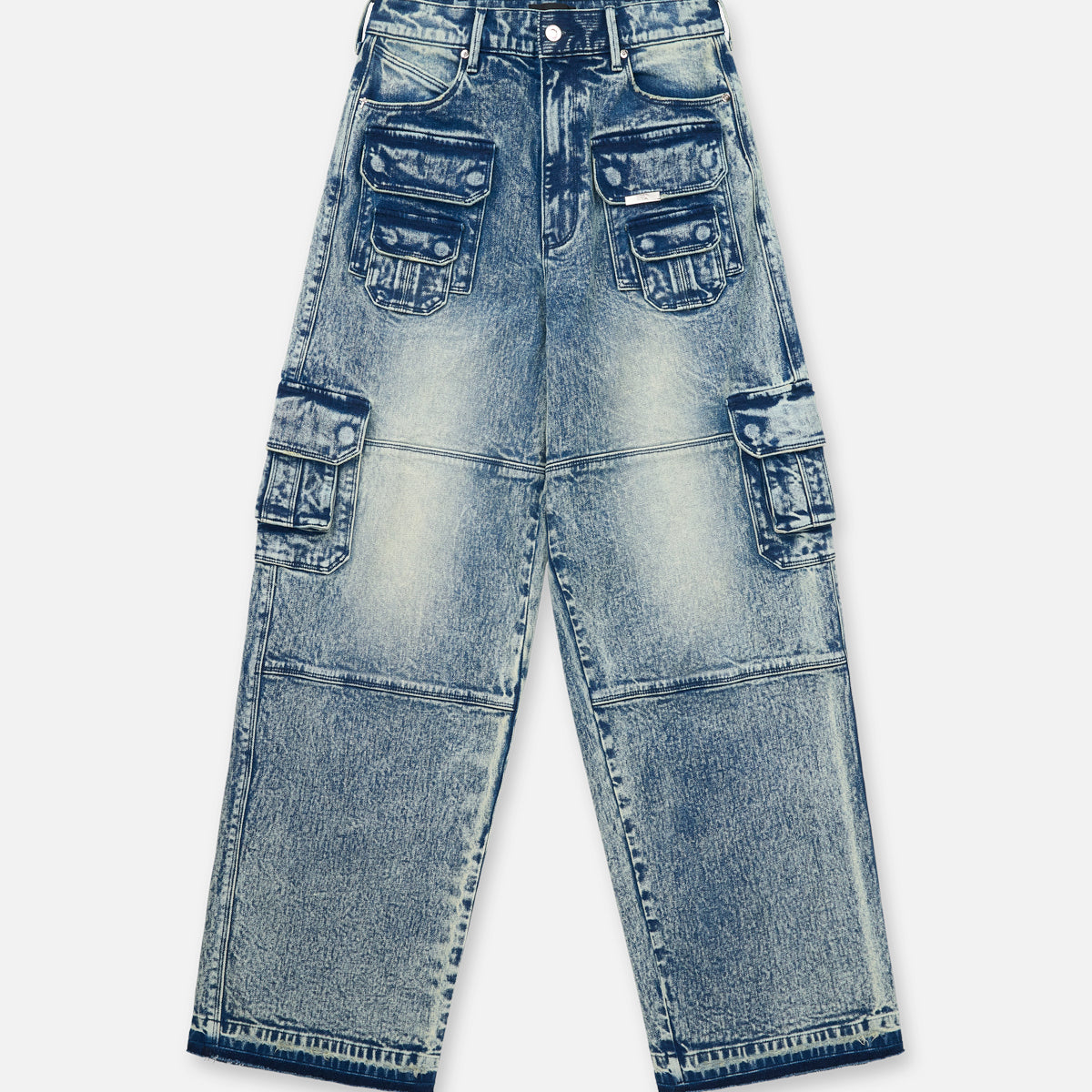 Medium Acid Wash Roman Cargo Jeans - Front View | RTA