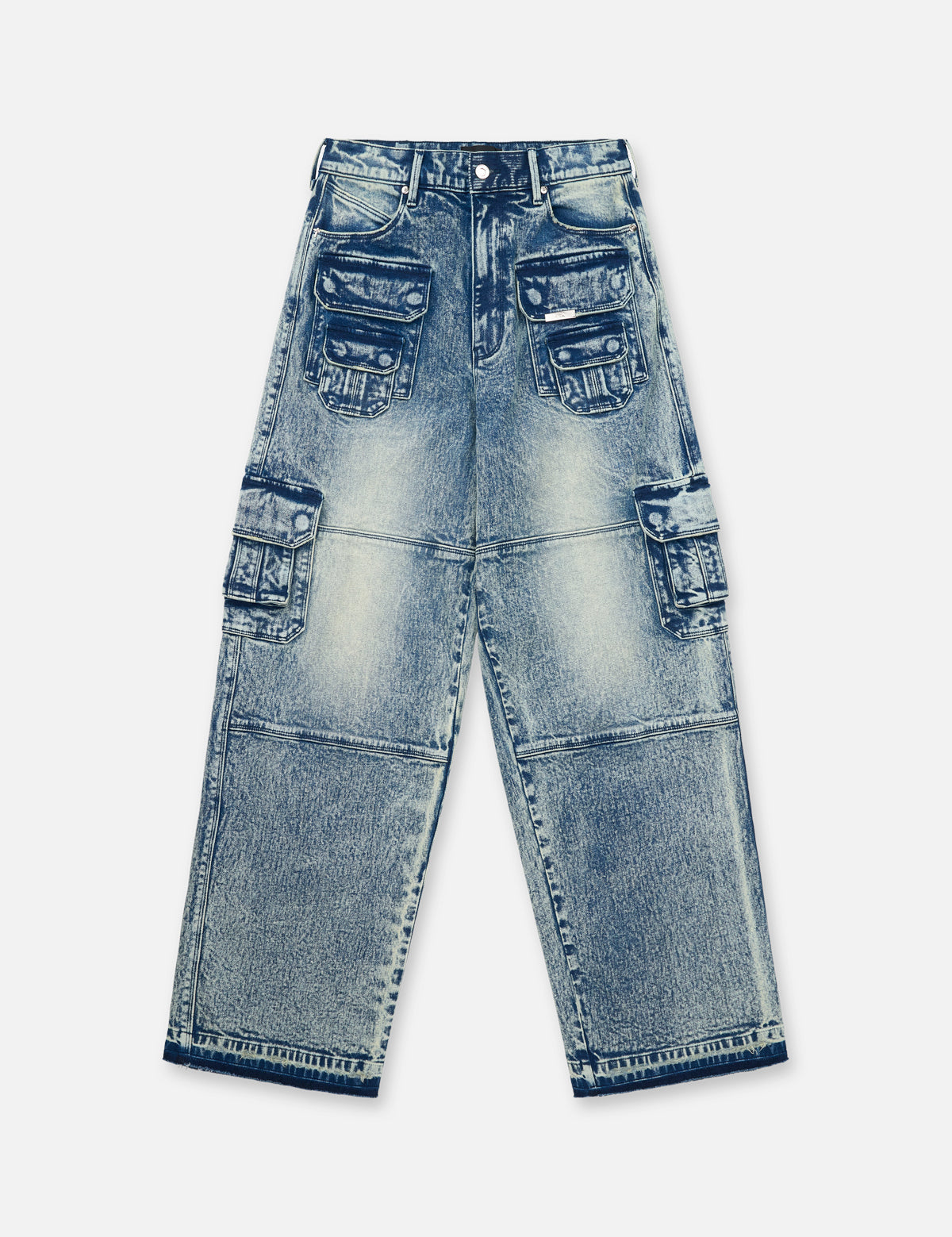 Medium Acid Wash Roman Cargo Jeans - Front View | RTA