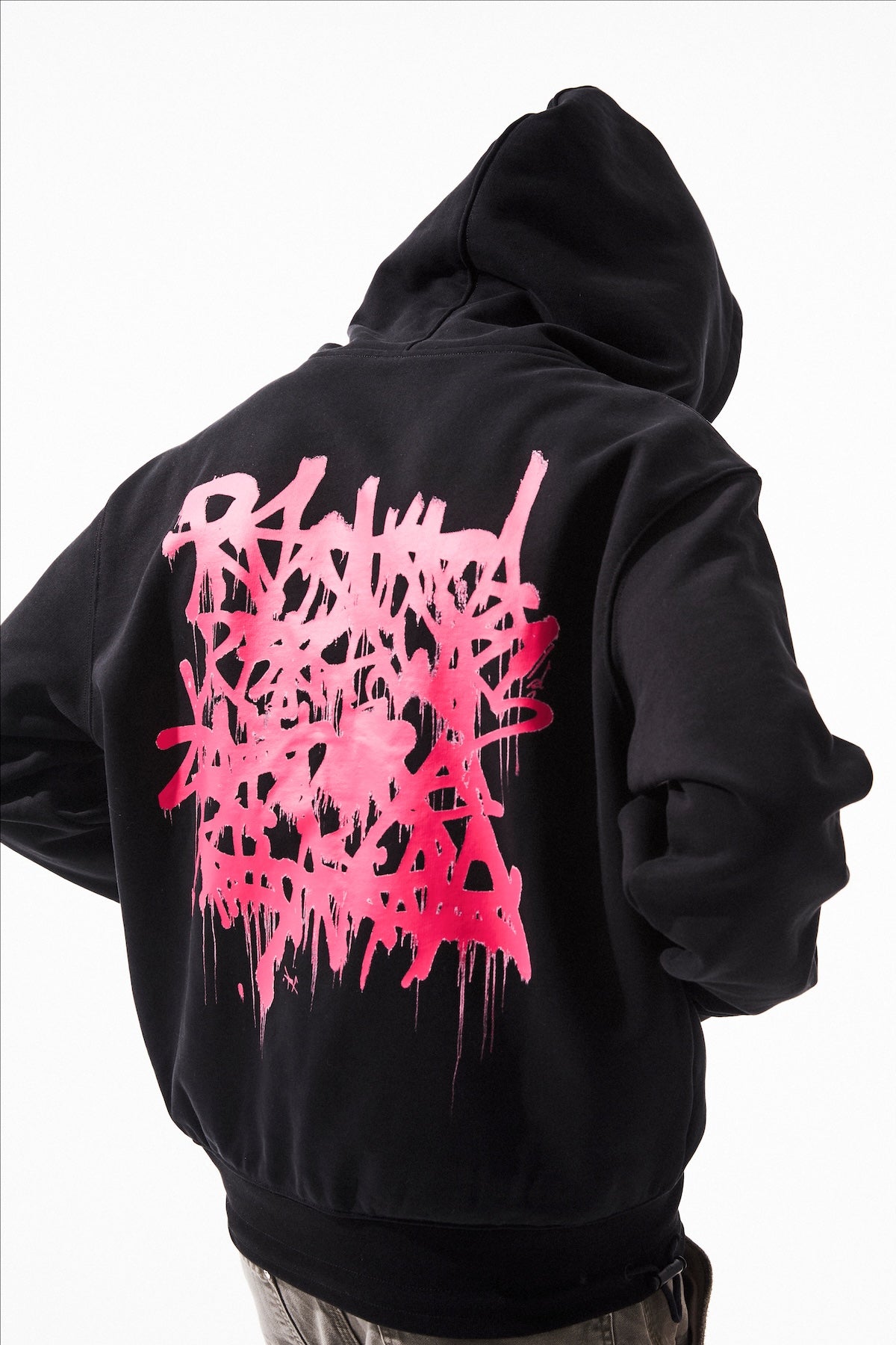 JORDAN OVERSIZED HOODIE | BLACK GRAFFITI PINK