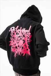 JORDAN OVERSIZED HOODIE | BLACK GRAFFITI PINK