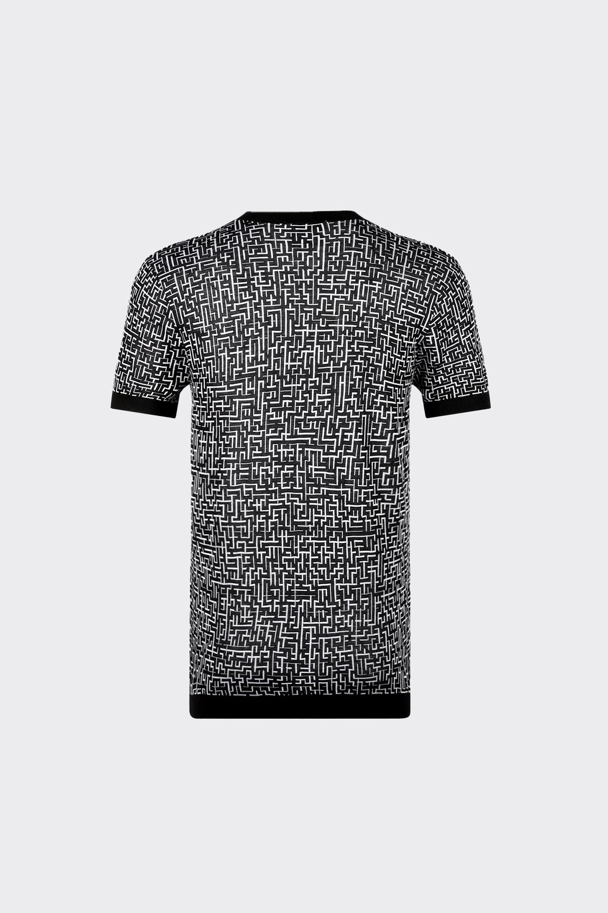 SILK JACQUARD TEE | BLACK LOGO MAZE