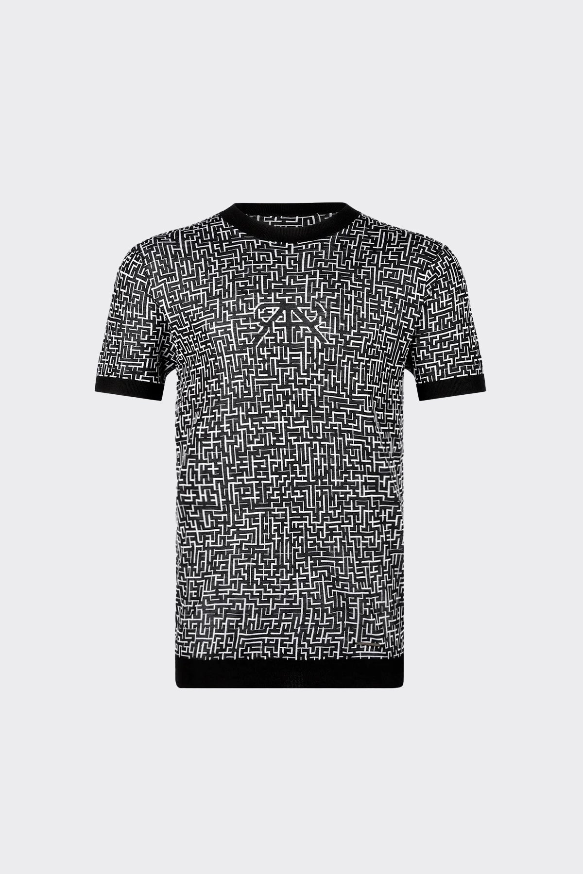 SILK JACQUARD TEE | BLACK LOGO MAZE