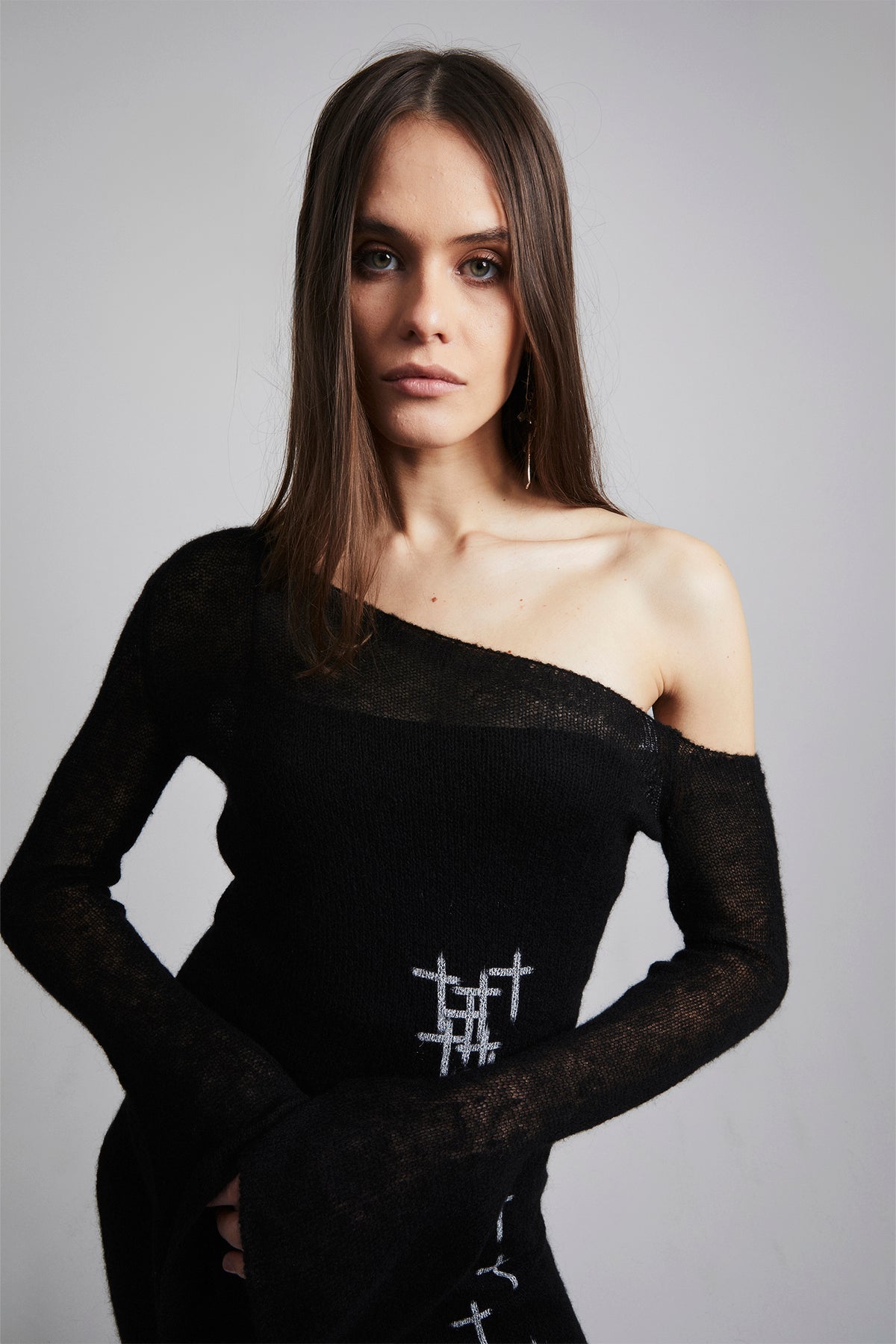 BLAIR DRESS | BLACK WITH WHITE CROSSES