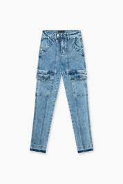 EVA DENIM SLIM CARGO | DENIM LIGHT WASH