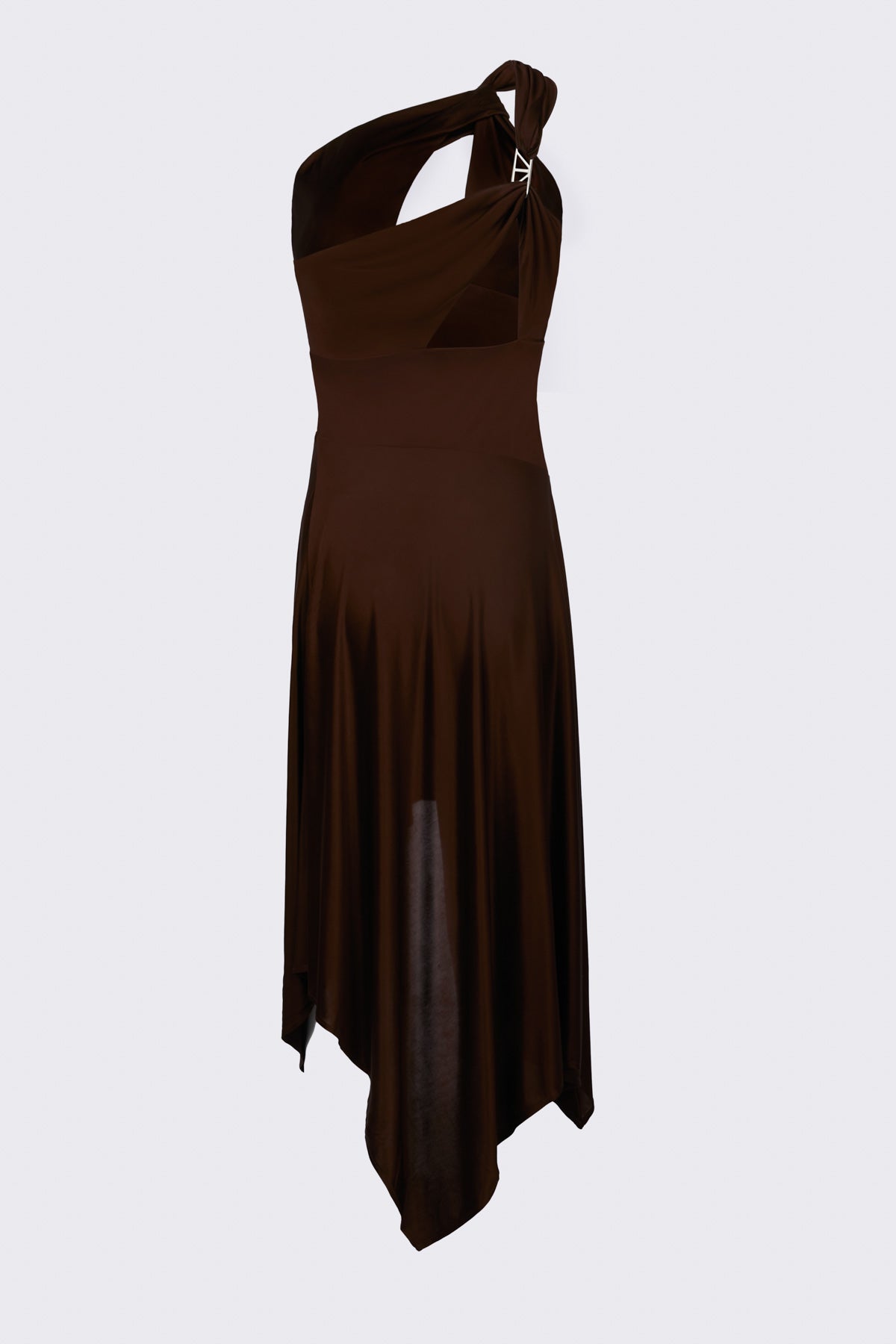 ONE SHOULDER JERSEY DRESS | CHOCOLATE BROWN