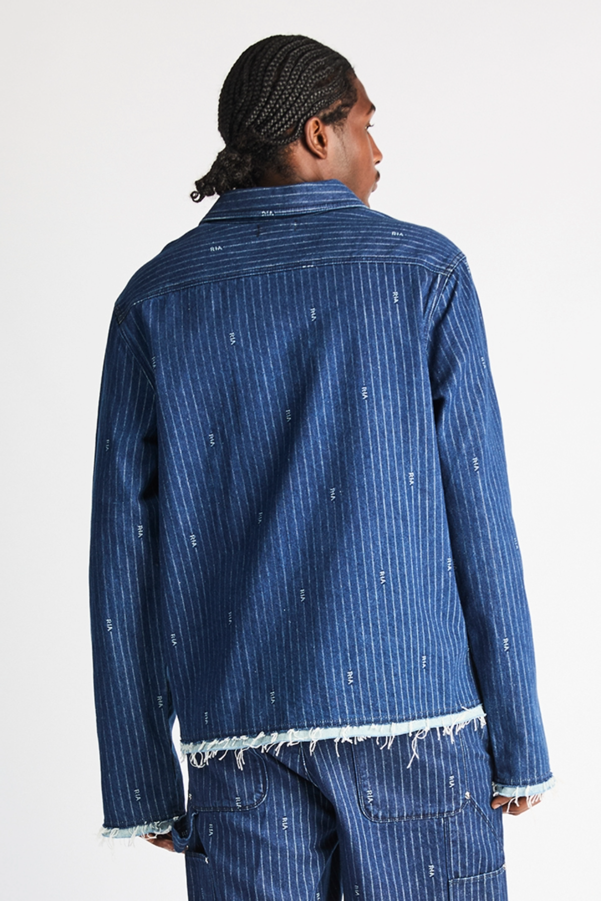 Blue Pinstripe Cleo Shirt - On Model Back View | RtA