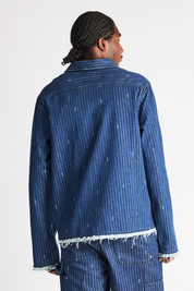Blue Pinstripe Cleo Shirt - On Model Back View | RtA