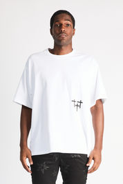 White Cotton Colin Oversized Tee - Male Model Front Styled | RTA