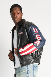 AVEN FAUX LEATHER BOMBER JACKET | BLACK USA