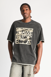 Black Cotton Elian Double Layered Tee - Front Styled Look | RTA