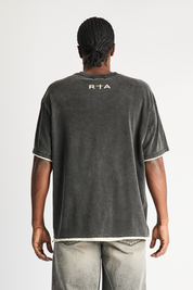 Black Cotton Elian Double Layered Tee - Back Styled Look | RTA