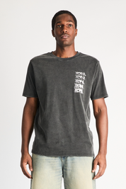 Black Cotton Liam Short Sleeve Graphic Tee - On Model Front View | RtA