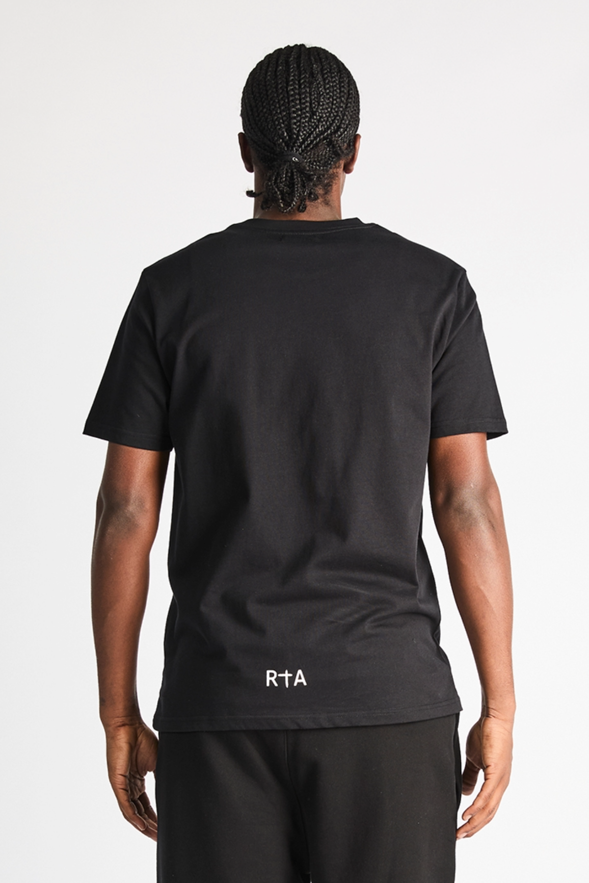 Black Cotton Liam Spike Logo Tee - Back View Studio | RTA