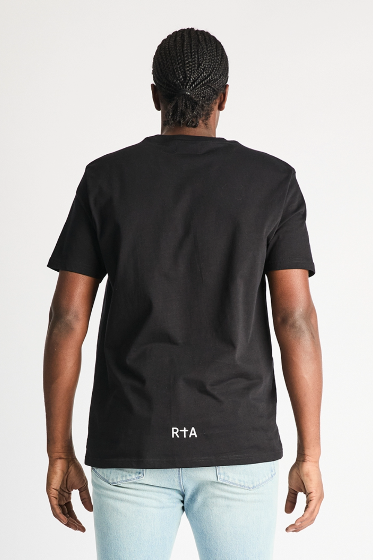 Black Liam Short Sleeve Streetwear Tee - On Model Back | RtA
