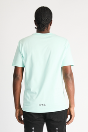 Turquoise Cotton Liam Spike Logo Tee - Model Back View | RTA