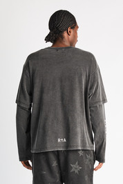LORIS DOUBLE LAYERED LONG SLEEVE TEE | BLACK SMOKY RTA