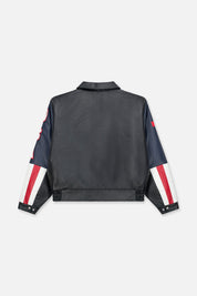 AVEN FAUX LEATHER BOMBER JACKET | BLACK USA