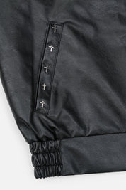 AVEN FAUX LEATHER BOMBER JACKET | BLACK USA