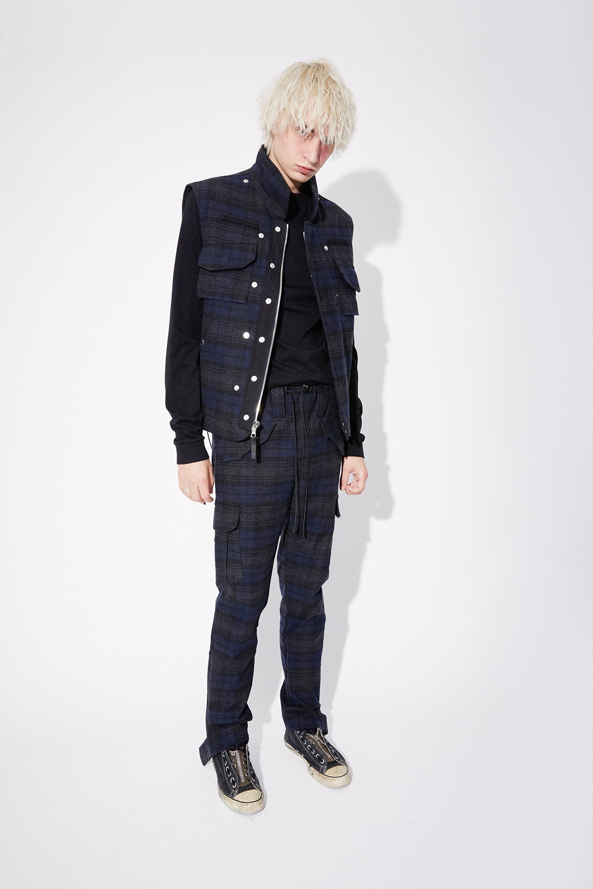 Men's Rta Magazine Men's Navy Plaid Cargo Pants | RTA