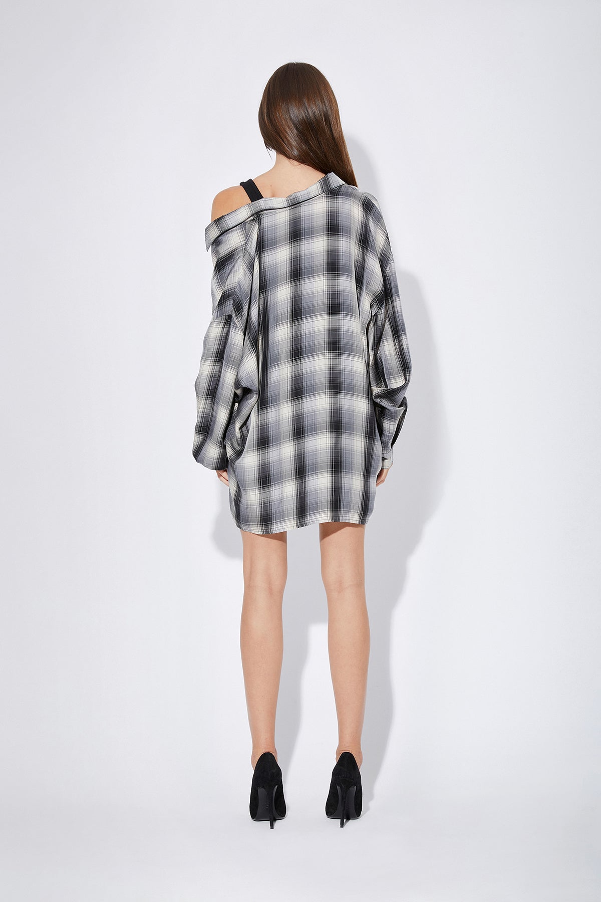 Gray top plaid dress