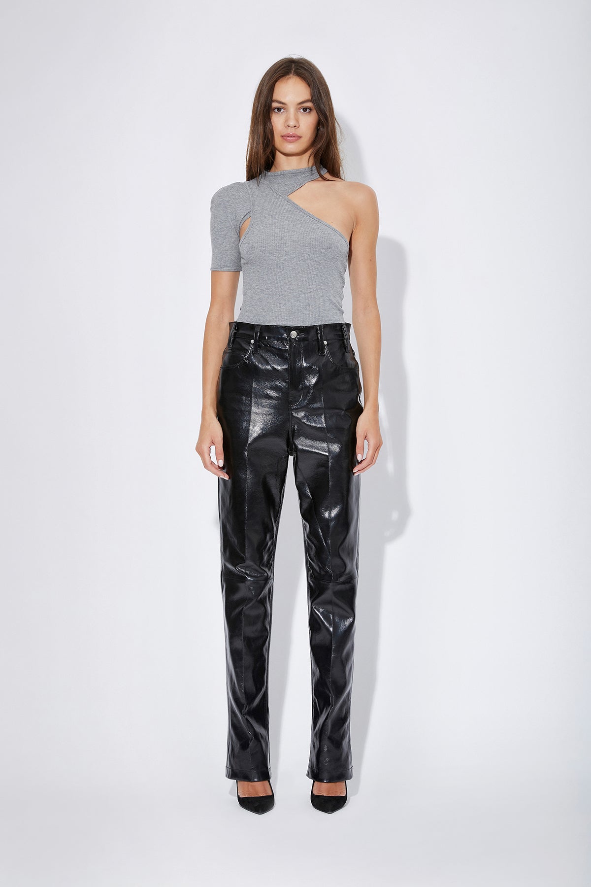 Womens Green Faux-leather Trousers | NA-KD